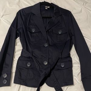 Navy blue belted jacket